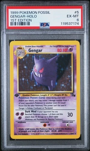 1999 Pokemon Fossil 1st Edition #5 Gengar Holo PSA 6 MINT