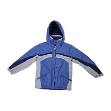 Columbia Kids Blue Quilted Nylon Polyester Zip Up Hooded Winter Jacket Sz 14/16Y
