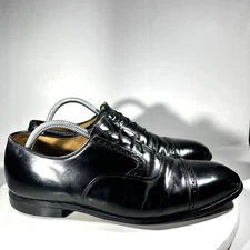 Johnston Murphy Mens Size 10 D Leather Dress Shoes Black Oxford Cap Toe Heritage