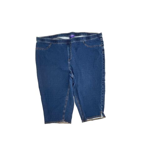 Catherines Pull On Bermuda Women's size 26W 28W Blue Denim Jeans Shorts