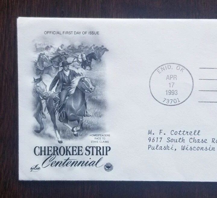 US FDC # 2754 Cherokee Strip Land Run 1993. - Image 3 of 4