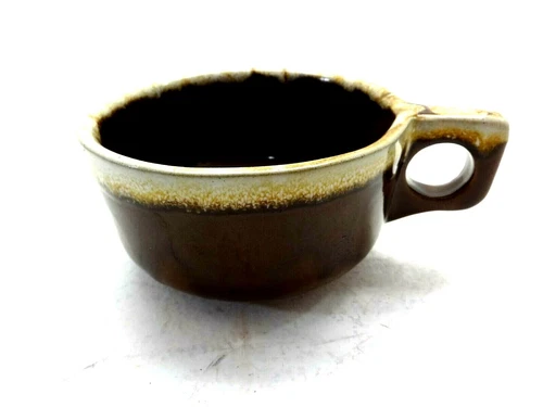 Western Stoneware Mug Cup Soup Bowl with Handle BROWN DRIP WS Maple Leaf 5 inch