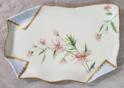 Antique T&V Limoges TRESSEMANES & VOGT Folded Napkin Asymmetrical Floral Tray