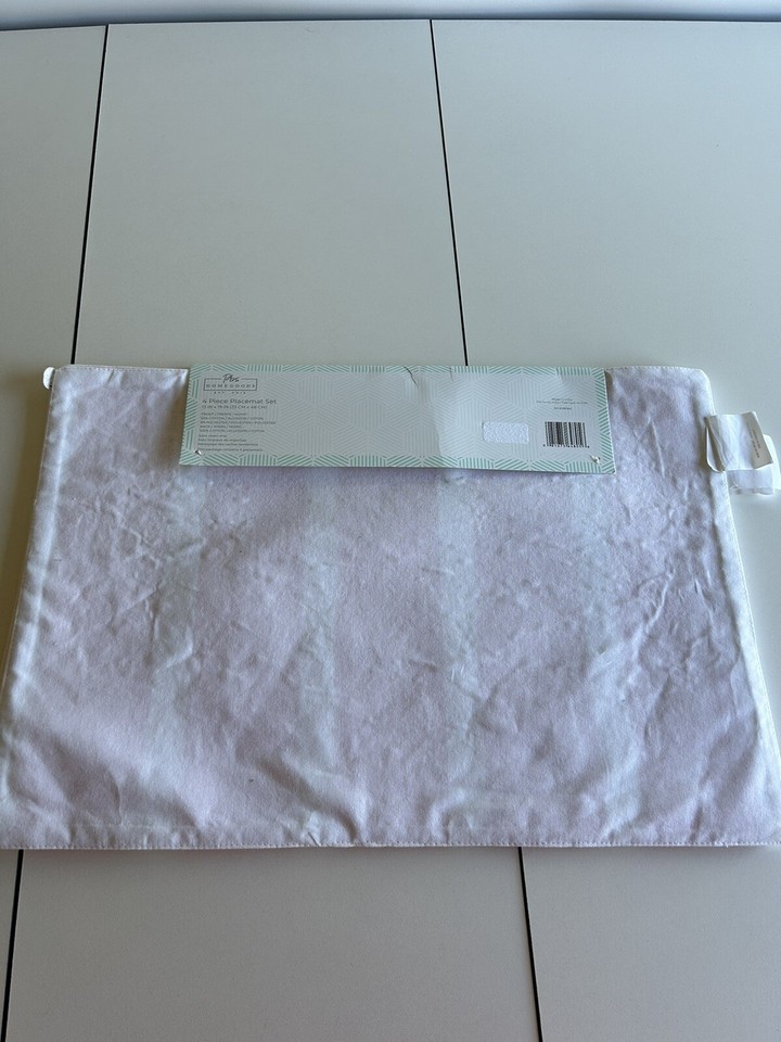 PBS Homegoods Placemats Cotton Blend 4 Piece Orange White Stripe 13x19