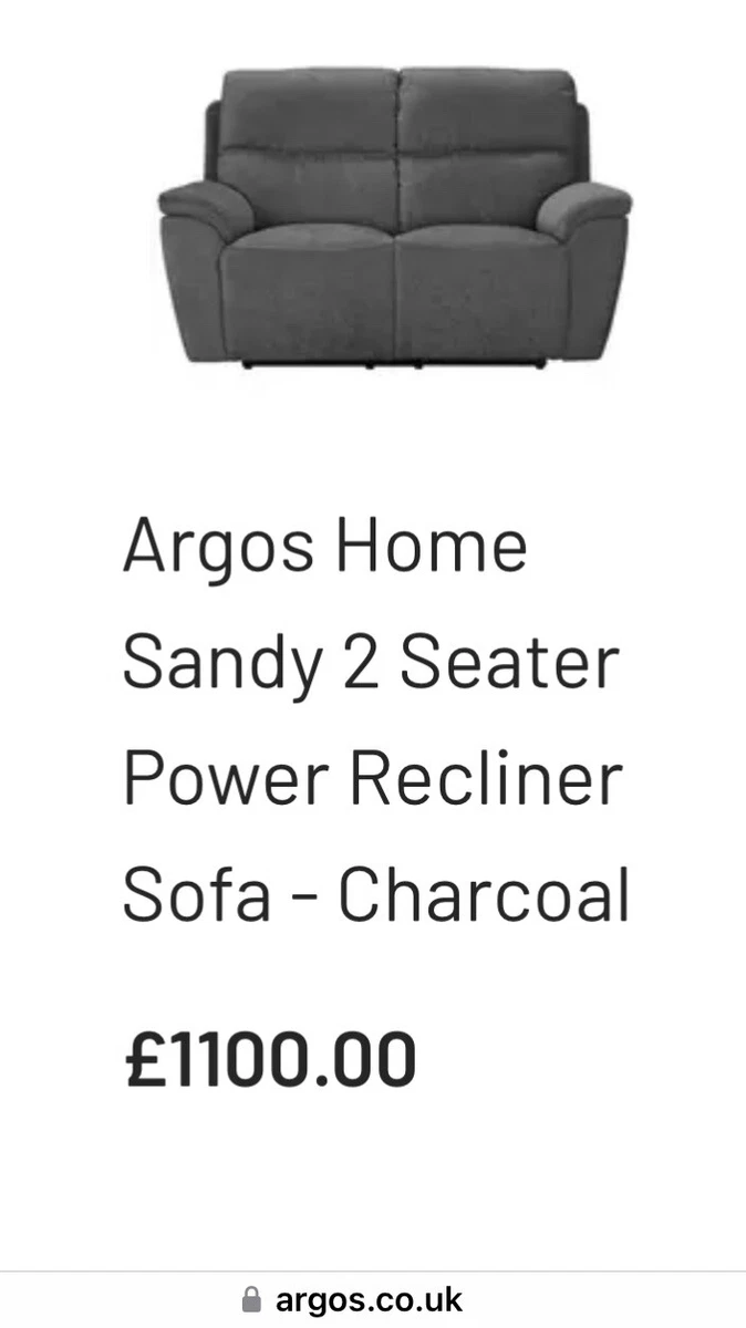 Argos Home Sandy Grey Charcoal Fabric 2 Seater Power Recliner