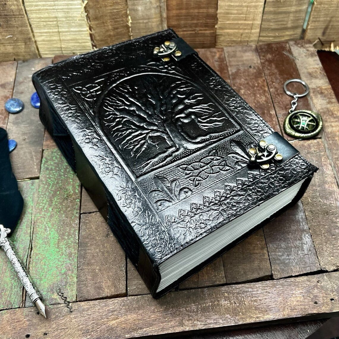 600 Page Tree of Life Large Black Leather Handmade Journal Unlined ...