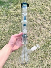 16'' Heavy Glass Bong Smoking Hookah Thick High Capacity Water Pipe Beaker