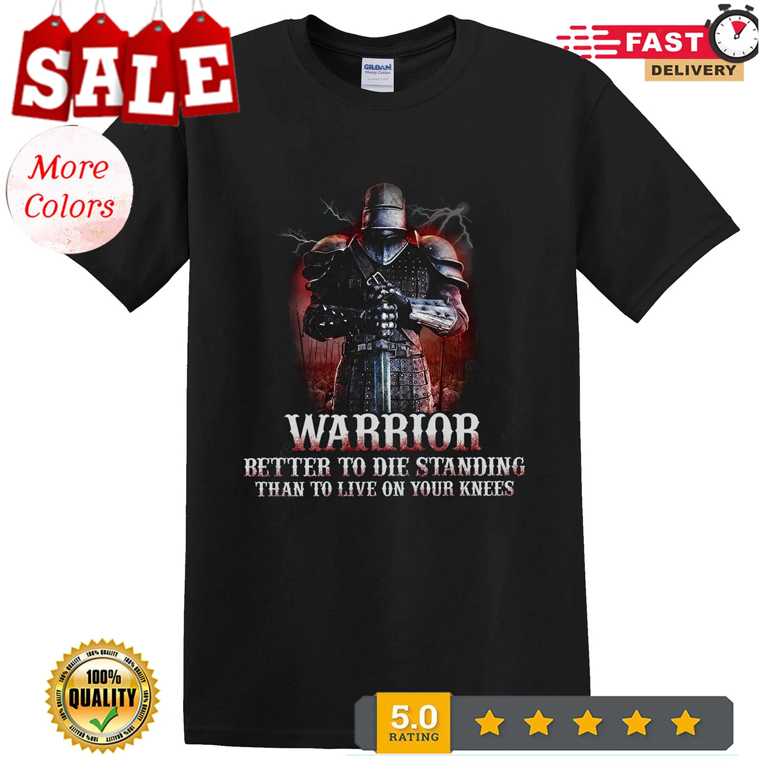 Christian Warrior Knight Templar Crusader T-Shirt Bold Faith Design-image