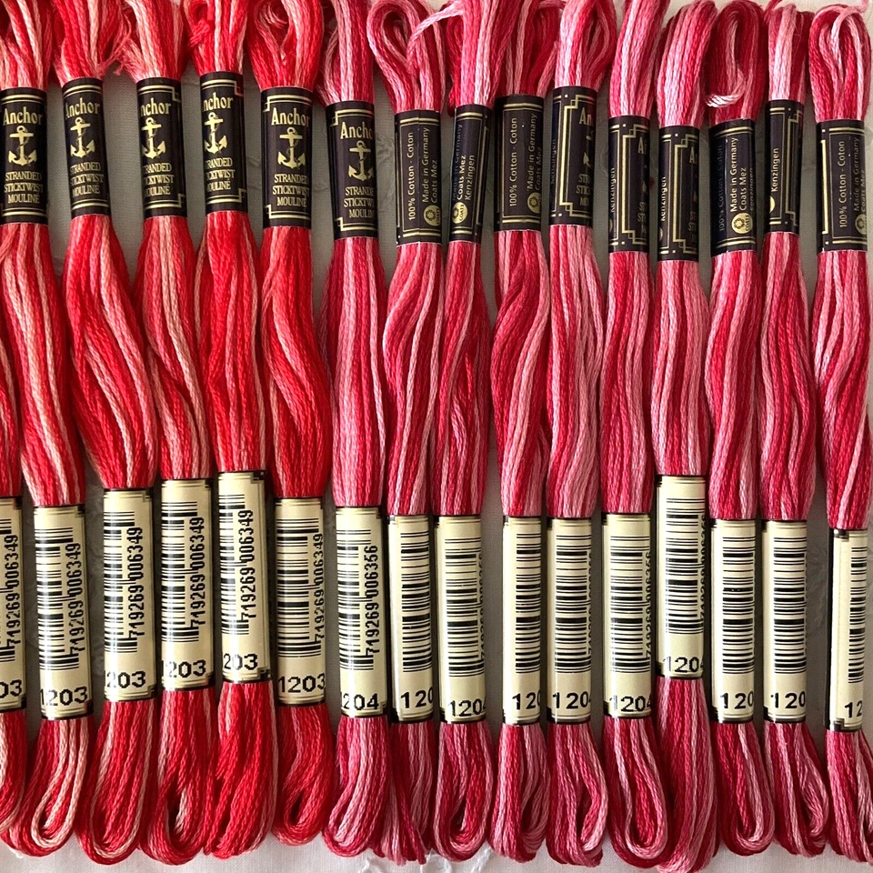 Anchor Embroidery Floss Lot of 18 Pink Shades Variegated #1203 #1204 New - Image 3 of 3