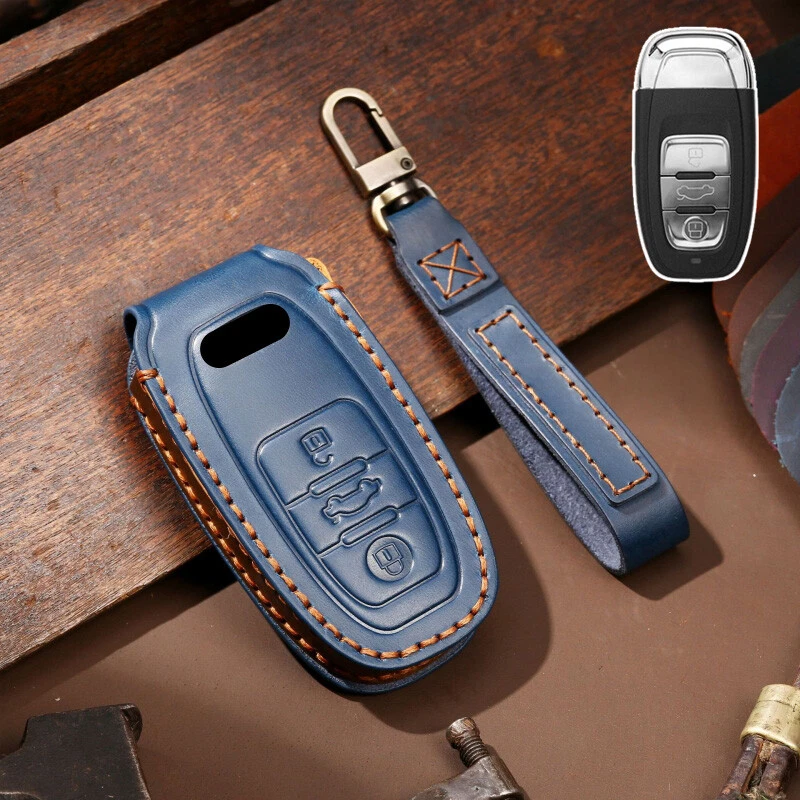 Funda de cuero genuino para llave de coche para Audi S3 S4 S5 TT A6 A7 A8 Q3 Q5 Q7 A4 A5 Foto 4 de 4