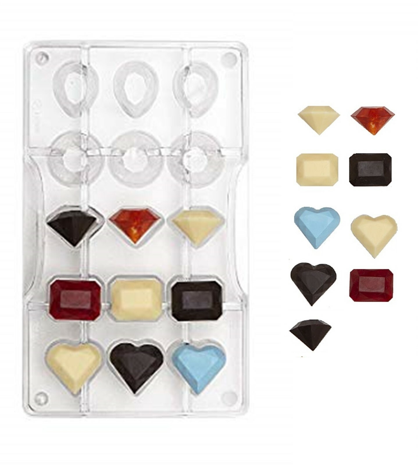 Decora : stampo per 12 cioccolatini forma :  Le Gemme  (in policarbonato)