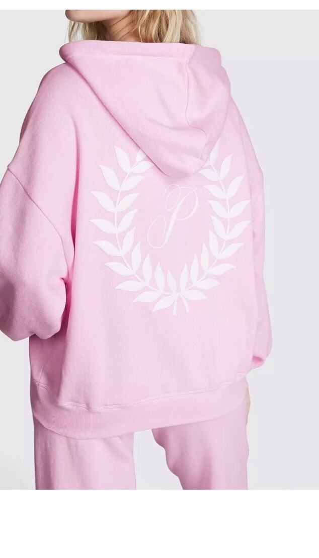 Victoria's Secret Pink Ivy Fleece FZ Hoodie + Gym Pants Set Spring