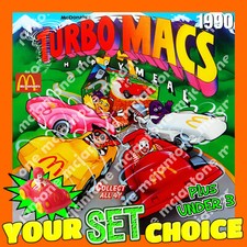 SET McDonald's 1990 TURBO MACS Pullback COMPLETE Pull Back Race Car YOUR CHOICE
