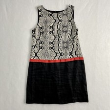 LOFT Ann Taylor Black Snake Print Lined Sleeveless Colorblock Linen Dress Sz 8