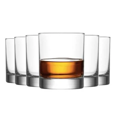 LAV 6x Ada Whisky Glasses Contemporary Water Juice Cocktail Tumblers 305ml Clear