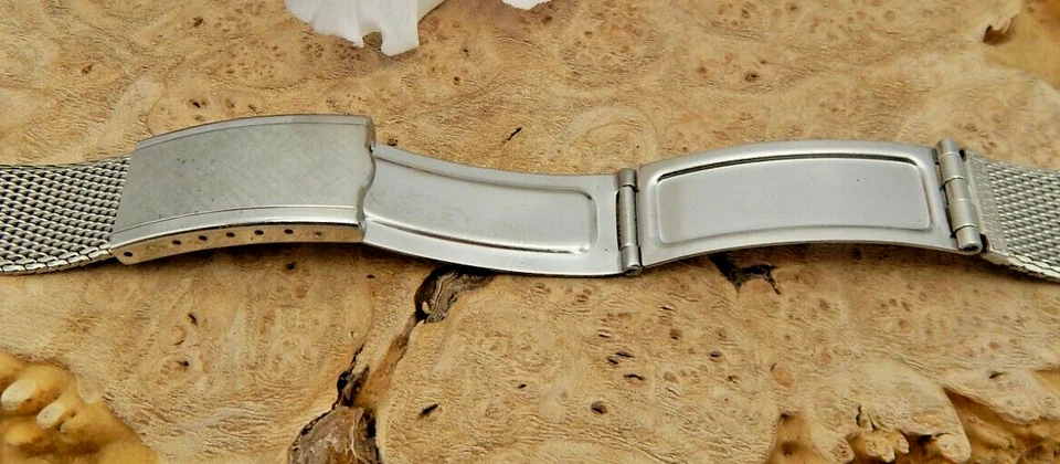 Vintage Duchess 17.5mm stainless steel mesh deployment clasp watch band USA made - Изображение 4 из 4