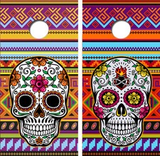 Mexican Candy Skull Cornhole Board Wrap LAMINATED Wrap Decal Vinyl Sticker 5004