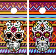 Mexican Candy Skull Cornhole Board Wrap LAMINATED Wrap Decal Vinyl Sticker #5004