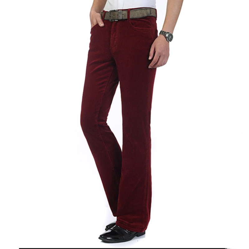 Calça masculina de veludo com fundo de sino alargada anos 60 anos 70 retrô bootcut hippie - Imagem 2 de 4