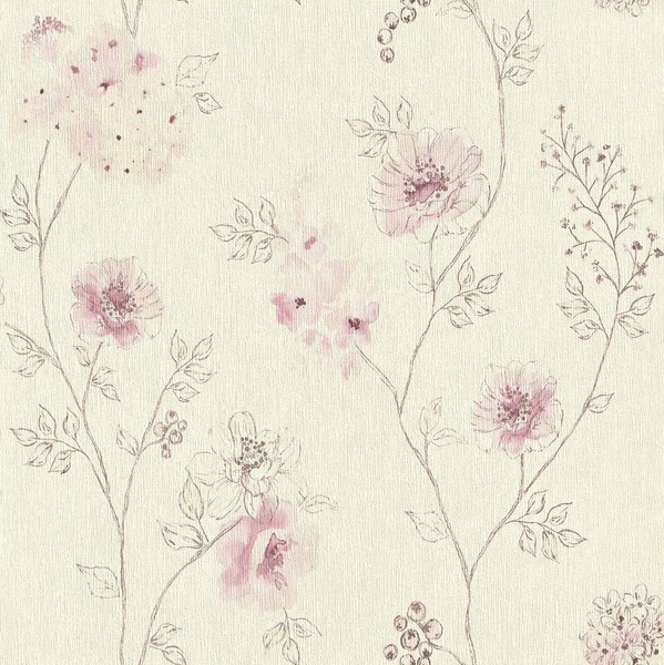 Rasch Tapete Vlies Amelie 573404 BlüTen Creme Rosa Grau Strukturiert Glanz-image