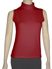 Women Cotton Spandex Sleeveless Fold Over Turtleneck Top 1 by Emily Chen USA