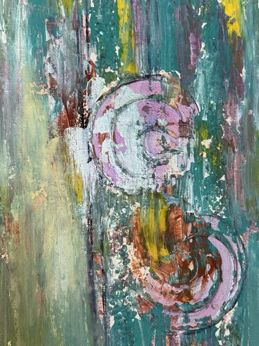 Handmade Abstract Texture Art With Gold Leaf on Stretched Canvas Wall Decor - Picture 3 of 5