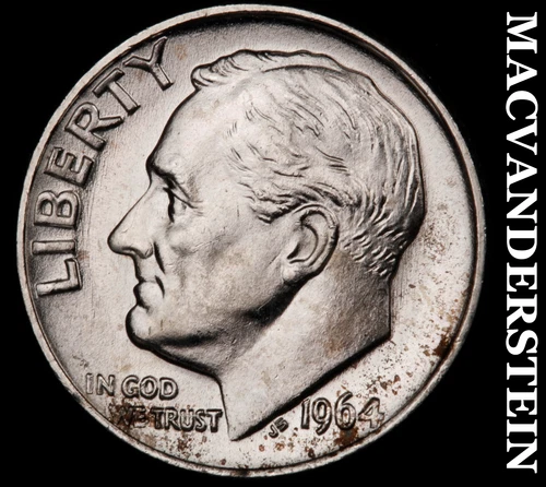 1964 Silver Roosevelt Dime - Choice Gem Brilliant Unc  Lustrous  #G8974