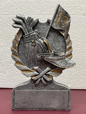 GOLF trophy Clubs and Bag 18th hole flag silver gold