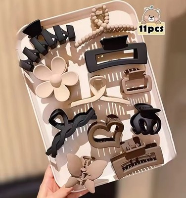 11tlg. Haarklammer Große Haarklammer Haarspangen Damen claw Clip Geschenk beige 