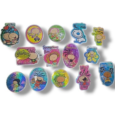 Vintage Y2K Bubblegum Series 1 Holographic Vending Stickers Complete Set 14 NOS