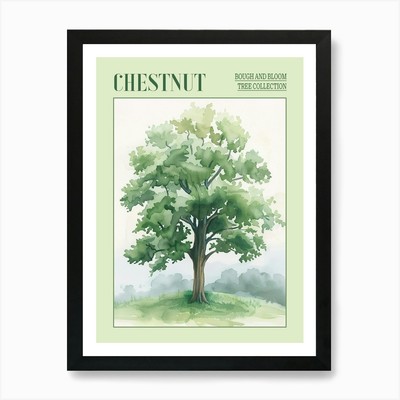 Gerahmtes Wandbild Kastanienbaum atmosphärisches Aquarell Poster Leinwanddruck Bild