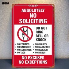 ABSOLUTELY NO SOLICITING Vintage Iron Warning Sign Metal Wall Art Classic Decor