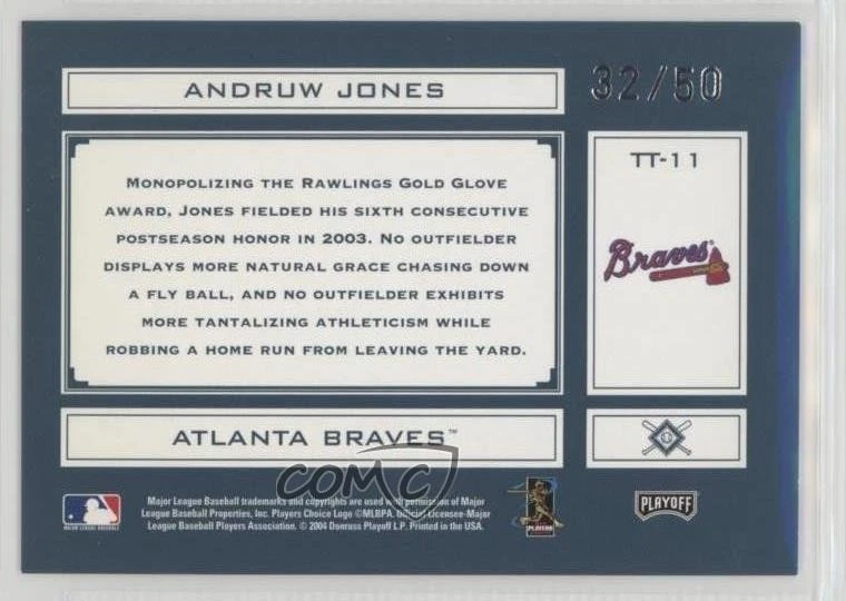 2004 Playoff Absolute Memorabilia Spectrum Green /50 Andruw Jones #TT-11 - Image 2 of 2