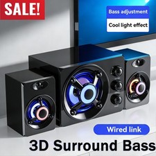 RGB Mini PC/TV Speakers USB 3.5mm Sound System w/ Dynamic Lights  Stereo Bass