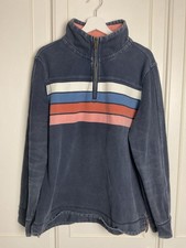 Fat Face Mens Airlie 1/4 Zip Pullover Size Large Washed Denim Blue Sweatshirt