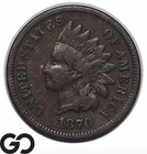 1870 Indian Head Cent Penny *Key Date* Fine+