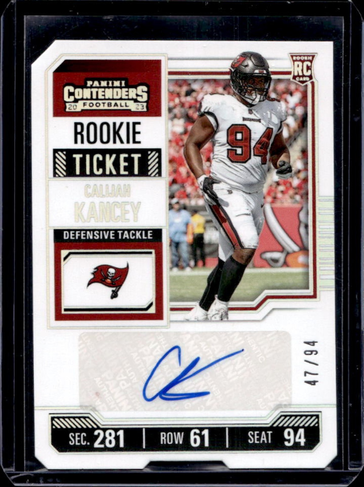 2023 Contenders Calijah Kancey RC Season Ticket Stub Auto Rookie #47/94