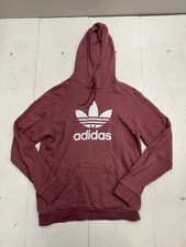 Adidas Solid Faded Red Logo Print Drawstring Pullover Hoodie Womens Size Medium
