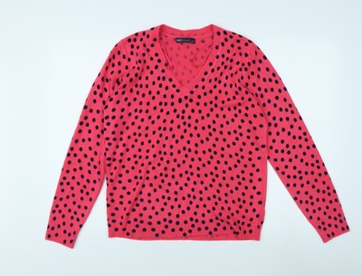 Marks and Spencer Pullover rosa gepunktet V-Ausschnitt M