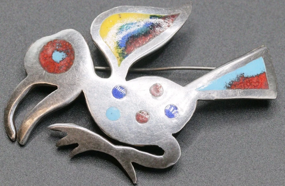 Spilla Vintage On Argento Sterling E Smalti Perù 925 - 8973 CONDIZIONI PERFETTE  - Immagine 3 di 4