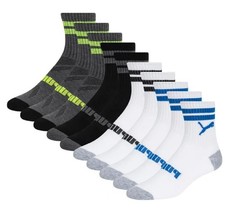 Puma Boys Low Crew Socks, 10 pairs, Kids Size 9-3.5