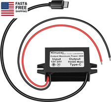 DC 12V/24V to 5V USB C Step down Converter Type-C Interface 5A 25W Waterproof