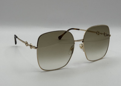New Gucci GG0879S Women Sunglasses Square Oversized Frame Gradient Brown Lens