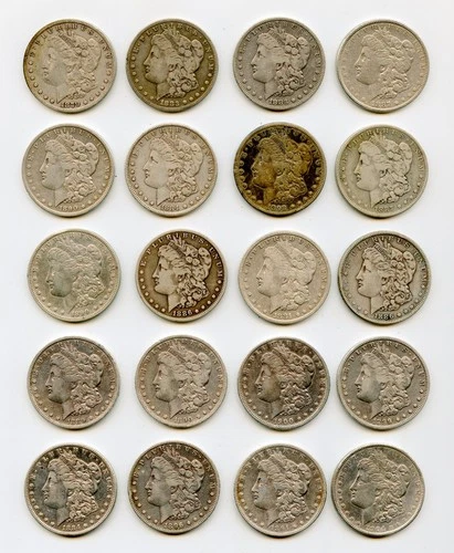 20 x Morgan Silver Dollar $1 Mixed Date Roll VG-VF w/ Cleaning/Scratches
