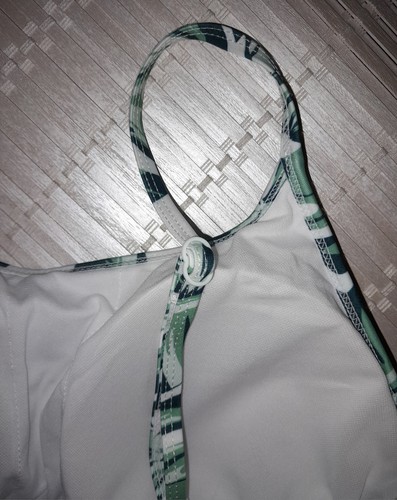 NWOT Crane Women's size L Adjustable Strap Green & White Leaf Swimsuit - Imagen 5 de 11