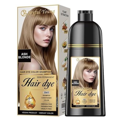 Ash Blonde Semi-Perm Natural Ingredients Instant Hair Dye Shampoo, Ammonia-Free.