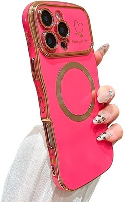 iPhone 16 Pro Max Case Magnetic Soft Cute Wave Frame Curly Shape Love Heart