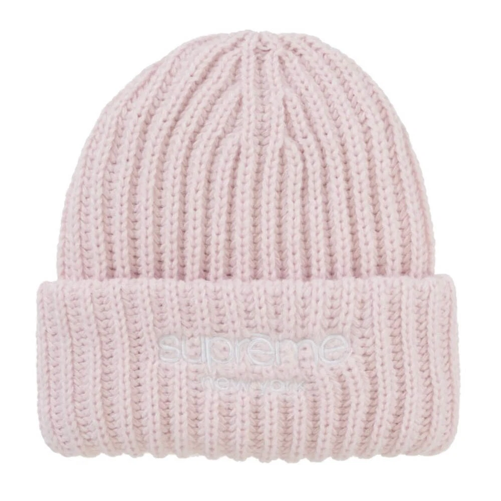 Bonnet côtelé épais logo Supreme Classic (FW24) rose clair