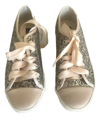 CARVELA by Kurt Geiger Designer Gold Glitter Sneakers Aus/US Size 5 - UK Size 3 - Image 1 of 4