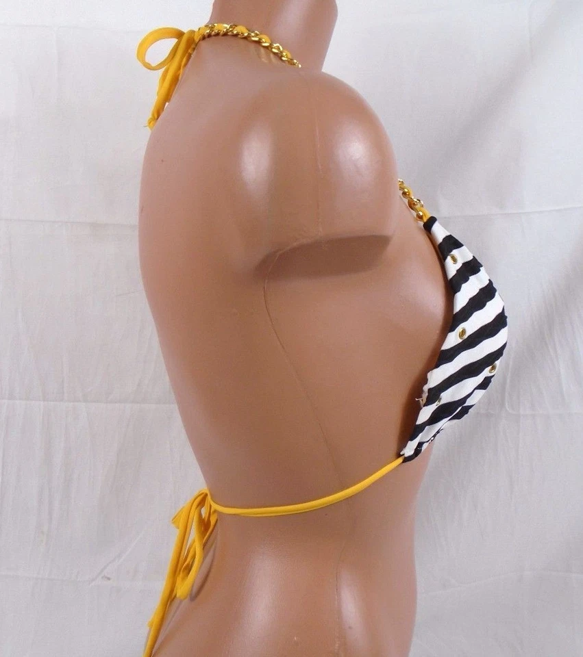 Sauvage втулки струнных инструментов треугольник в полоску бикини верхний черный и белый средний #434L  - Изображение 2 из 3